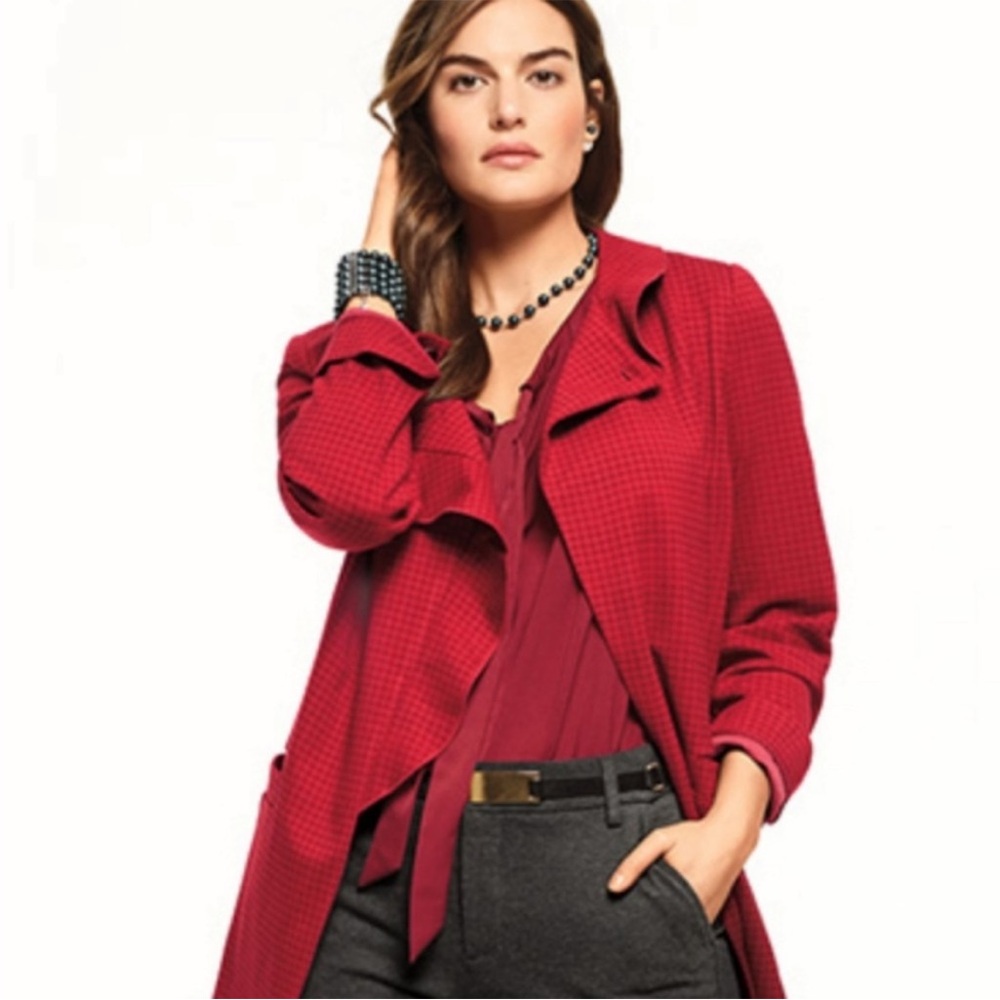 Cabi Red Houndstooth Celebration Jacket New York Preppy Style 3546